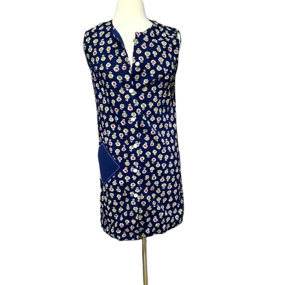 Vintage Mr Kolbart Knee Length Dress M Floral Patchwork Mini Dress Art t… - Picture 1 of 5